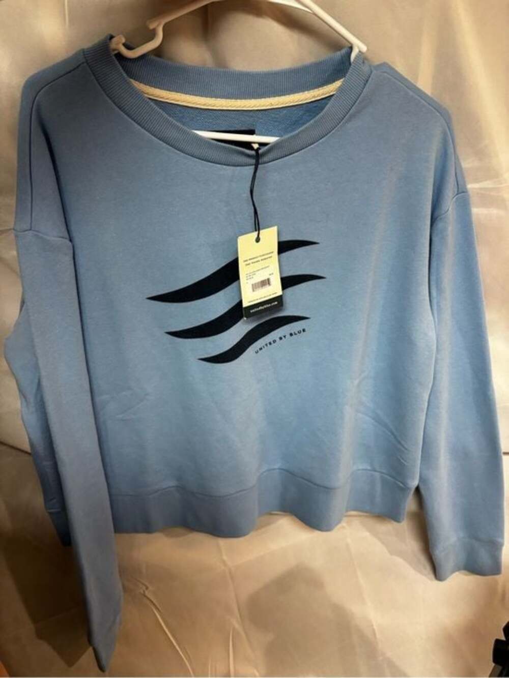 United By Blue Light Blue Crewneck Sweatshirt with Black Wave Graphic